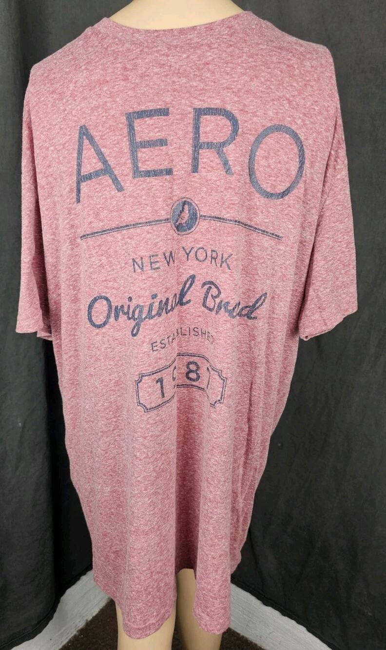 Aeropostale Mens XXL Shirt T-Shirt Heather Red Graphic Aero NY Collegiate Tall
